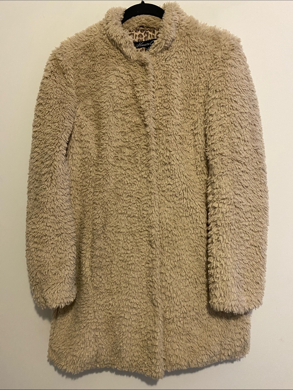 Kenneth Cole Plush Teddy Coat in Beige